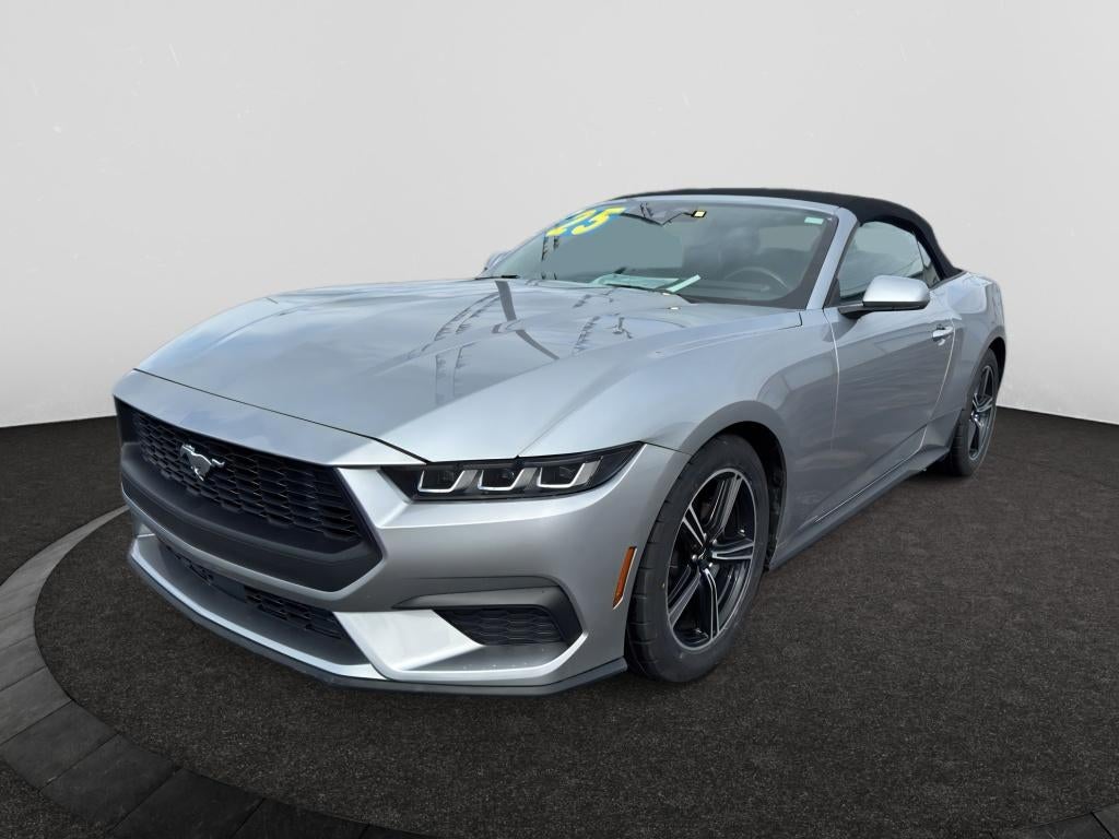 2025 Ford Mustang EcoBoost Premium Convertible in Iconic Silver Metallic — front three-quarter view