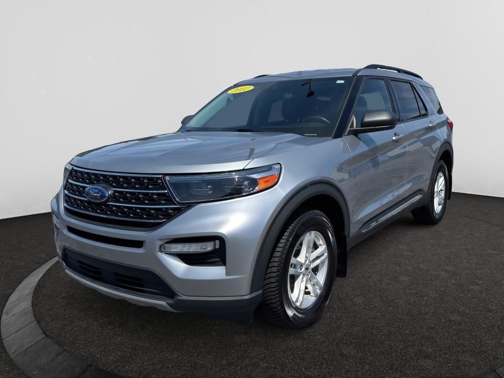 2022 Ford Explorer XLT in Iconic Silver Metallic — front three-quarter view